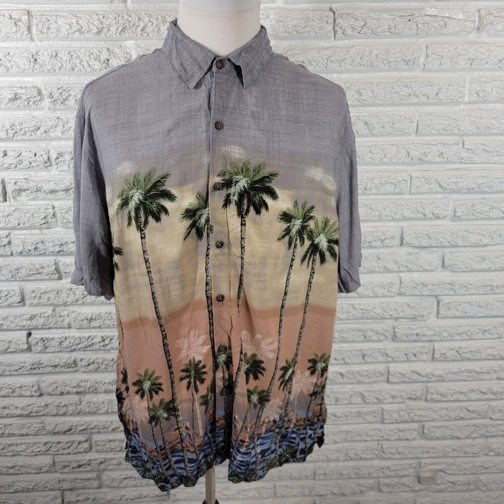 Batik Bay Mens Shirt XXL Plus Short Sleeve Easy Care Blue Tropical Casual FLO11E